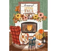 PieceRelax PieceClicks Plastic Jigsaw Puzzles for Adults 1000 Pieces - Olivia Gibbs - Cozy Autumn Fireplace - 25.2 X 18.9 Inches, Most Satisfying Table Games, No Glue Needed [U1095]