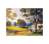 PieceRelax PieceClicks Plastic Jigsaw Puzzles for Adults 1000 Pieces - Stephen Darbishire - Harvest Moon - 25.2 X 18.9 Inches, Most Satisfying Table Games, No Glue Needed [U1134]