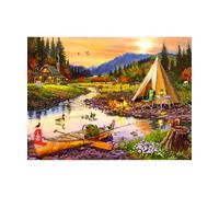 PieceRelax PieceClicks Plastic Jigsaw Puzzles for Adults 1000 Pieces - The Macneil Studio - Golden Haven Camp - 25.2 X 18.9 Inches, Most Satisfying Table Games, No Glue Needed [U1041]