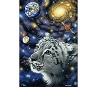 PieceRelax PieceClicks Plastic Jigsaw Puzzles for Adults 500 Pieces Fantasy Wildlife Puzzle Schim Schimmel - One With the Universe - 18.8 x 12.6 Inches, Cosmic Animal Art Jigsaw Puzzle [U1066]