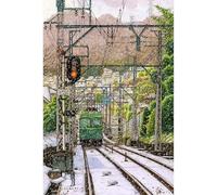PieceRelax PieceClicks Plastic Jigsaw Puzzles for Adults 500 Pieces Winter Train Landscape Puzzle - Tadashi Matsumoto - The First Snowfall - 18.8 X 12.6 Inches, Japanese Railway Scenery [U1143]