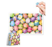PieceRelax Plastic Jigsaw Puzzles for Adults 1000 Pieces Happy Easter Colorful Eggs Most Satisfying Table Games and Gifts No Puzzle Mat Required [H3485]