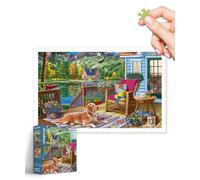 PieceRelax Plastic Jigsaw Puzzles for Adults 1000 Pieces - Image World - Terrace Near the Mountain Lake Most Satisfying Table Games and Gifts No Puzzle Mat Required [H3610]