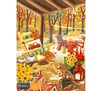 PieceRelax Plastic Jigsaw Puzzles for Adults 1000 Pieces - Olivia Gibbs - Fall Porch - 25.2 X 18.9 Inches, Most Satisfying Table Games, No Glue Needed [U1094]