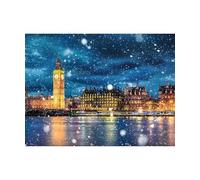 PieceRelax Plastic Jigsaw Puzzles for Adults 1000 Pieces - The Thames on a Snowy Night - 25.2 X 18.9 Inches, Most Satisfying Table Games, No Glue Needed [U1141]
