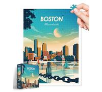 PieceRelax Plastic Jigsaw Puzzles for Adults 1200 Pieces Studio Inception - World Travel - Boston Most Satisfying Table Games and Gifts No Puzzle Mat Required [H3470]