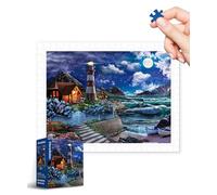 PieceRelax Plastic Jigsaw Puzzles for Adults 300 Pieces - Image World - Lighthouse in The Night Most Satisfying Table Games and Gifts No Puzzle Mat Required [H3565]