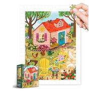 PieceRelax Plastic Jigsaw Puzzles for Adults 300 Pieces - Olivia Gibbs - Whimsy Garden House Most Satisfying Table Games and Gifts No Puzzle Mat Required Extra Small Pieces [H3639]