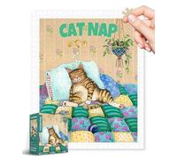 PieceRelax Plastic Jigsaw Puzzles for Adults 500 Pieces Gary Patterson - Cat Nap Most Satisfying Table Games and Gifts No Puzzle Mat Required [H3468]