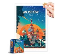 PieceRelax Plastic Jigsaw Puzzles for Adults 600 Pieces - Studio Inception - World Travel - Moscow Most Satisfying Table Games and Gifts No Puzzle Mat Required [H3571]