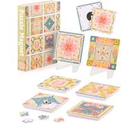PieceRelax Puzzle Magnet Combo for Adults - Tulip Tile Unique Gift & Home Décor with Plastic Jigsaw Puzzle [D1601]