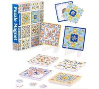 PieceRelax Puzzle Magnet Combo for Adults - Vintage Flora Tile Unique Gift & Home Décor with Plastic Jigsaw Puzzle [D1602]
