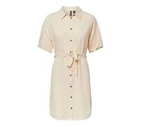PIECES 5715367304283 Women's PCVINSTY SS Shirt TIE Dress NOOS Dress, Birch, L, Birch, L