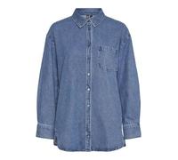PIECES Women's Pcmaisie LS Shirt Noos Bc Long Sleeve Blouse, Medium Blue (Medium Blue Denim), XL