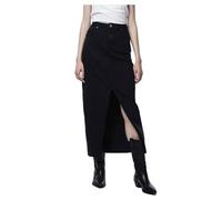 PIECES Women's Pcjessie Hw Ankle Denim Skirt Noos Exp, Black, M