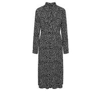 PIECES Women's Pcnova Ls Midi Dress Noos Bc, Black/AOP: Cloud Dancer Dot, M