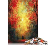 尺寸 Pieces Jigsaw Puzzles for Adults Autumn Wander Square Wooden Puzzles Unique Piece Puzzle Educational Fun Games Toys 500pcs (52x38cm)