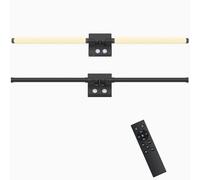 Pieces LED Wall Light Battery Operated with Remote Control, DIY Rotatable Black Wall Lamp Without Drilling, Dimmable Touch Wireless Wall Lighting for Indoor Bedroom Living Room, Long 74cm