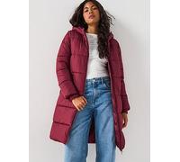 PIECES Long Puffer Jacket, Red, Size S, Women Red