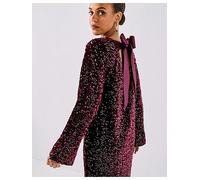 PIECES Long Sleeve Deep Back Bow Mini Dress - Red, Red, Size Xs, Women Red