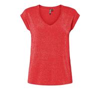 Pieces Lurex Stripes Noos Bc Women's Pcbillo Tee, Red (Poppy red), XL