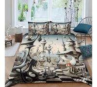 Pieces on A Chess Board for Boys Girls Duvet Cover 3D Printed Creative Comforter Covers Quilt Cover with Zipper Closure Bedding Set Soft Microfiber with Pillow Cases 3 Pieces Double（200x200cm）