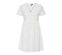 Pieces Women's Pcabby Brod ANG Ss Dress Noos Bc, Cloud Dancer, L