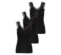 PIECES PCBARBERA Lace Tank TOP Slim fit, 3-Pack, Black, L (EU)