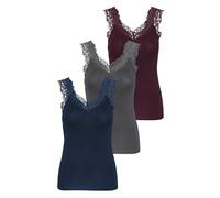PIECES PCBARBERA Lace Tank TOP Slim fit, 3-Pack, Black/White, XL (EU)