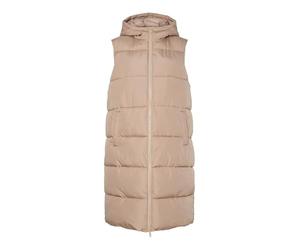 PIECES Pcbee New Long Puffer Vest BC, Silver Mink, L