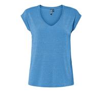 Pieces Women's Pcbillo Tee Lurex Stripes Noos Bc, Azure Blue, Large
