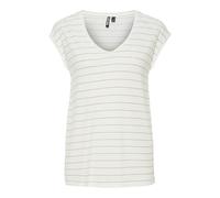 Pieces Women's Pcbillo Tee Lurex Stripes Noos Bc, Bright White, Large