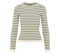 PIECES Women's PCCRISTA LS O-Neck Knit NOOS BC Pullover Sweater, Tea/Stripes: Birch, XS