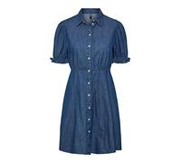 PIECES Women's Pchope Ss Shirt Dress Bc, Medium Blue (Medium Blue Denim), S