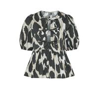 PIECES Women's Pcjade 2/4 O-Neck Top D2d Long Sleeve Blouse, Black/AOP:Leo, M