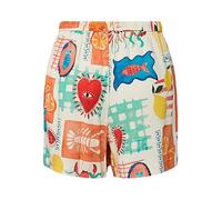 PIECES Pcklarisa Print Shorts, Eggnog, Size M, Women Eggnog