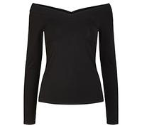 PIECES PCMALIVA LS Off Shoulder V-Neck TOP NOOS T-Shirt, Opacity, Black, Small