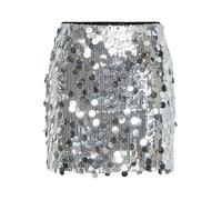 PIECES Pcmalou Sequin Mw Mini Skirt, Silver Colour, XS