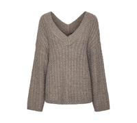 PIECES Pcnalisa Ls Deep V-Neck Knit Bc, Taupe Gray, M