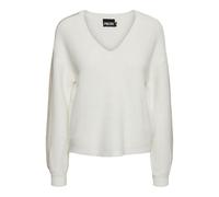 PIECES Women's Pcnibe Ls Knit Pullover Fc Bc Jumper, Cloud Dancer/Stripes: Gold Lurx, L