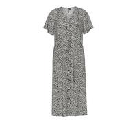 PIECES Pcnya SS V-Neck Midi Dress WVN BC, Black, XL