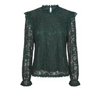 PIECES Women's Pcolline Ls Lace Top Noos Bc Blouse, Trekking Green, S