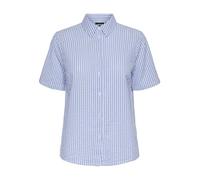 PIECES Pcsally Women's SS Shirt Noos Blouse, Hydrangea/Stripes: Cloud Dancer, XS