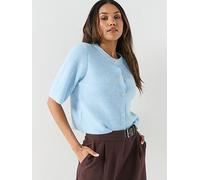 PIECES Pcsilly Short Sleeve Knit Cardigan, Cashmere Blue, Size S, Women Cashmere Blue
