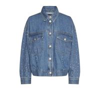 PIECES Pcsky Women's Rhinestone Jacket, Medium blue denim/detail: rhinestone, S