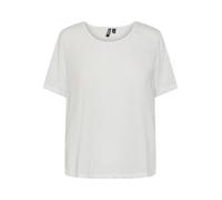 PIECES Women's Pcsylvie Ss Linen Top Noos Bc T-Shirt, Bright White, XS