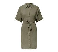 PIECES Pcvinsty Women's SS Linen Shirt Dress Noos, Deep Lichen Green, S