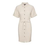 PIECES Women's Pcvinsty SS Linen Shirt Dress Noos, Oatmeal, M