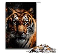 Pieces Puzzle Gifts Angry Tiger with Fire Jigsaw Puzzles Challenging Brain Teaser for Teenagers Family Game Night Fun 1000 PCS(75x50cm)