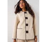 PIECES Reversible Teddy Pu Jacket, Beige, Size M, Women Beige